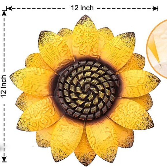NEW Sunflower Metal Flowers Wall Decor Metal Wall Art Decorations 12 Inch - Picture 4 of 8